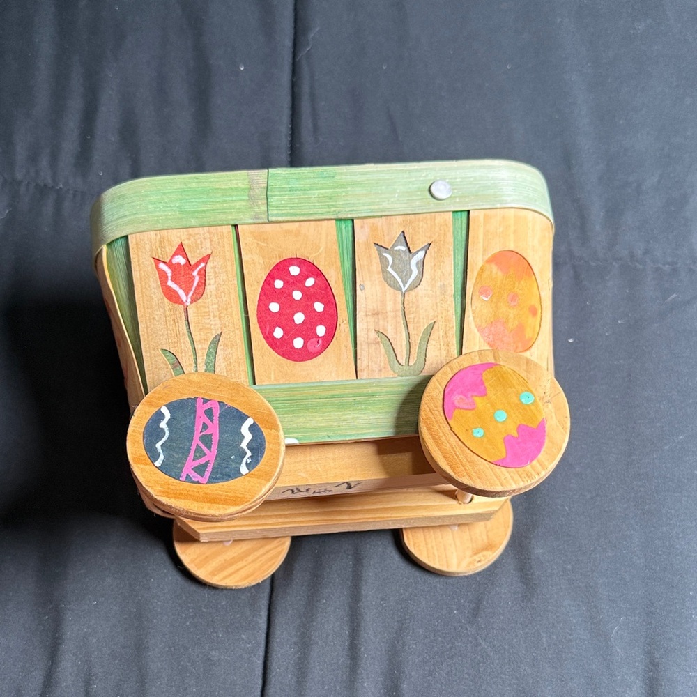 Wooden Easter Egg Push Cart Toy